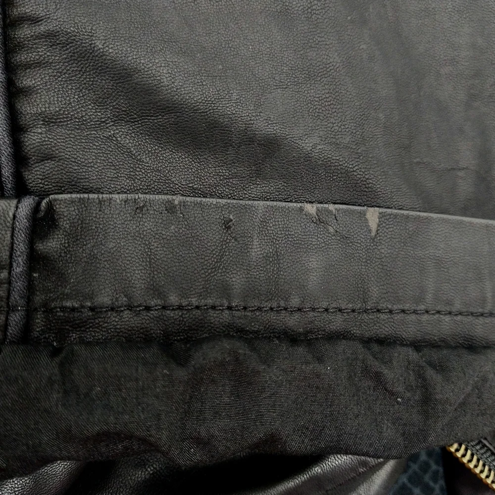 Free People Women's Black Faux Leather Asymmetrical Zip Collared Moto Jacket Sz2 - Picture 13 of 16